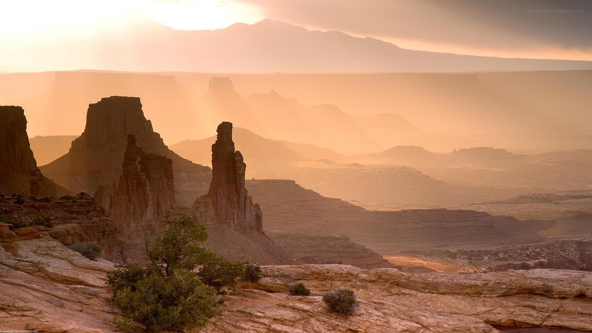 Desert canyon at sunset