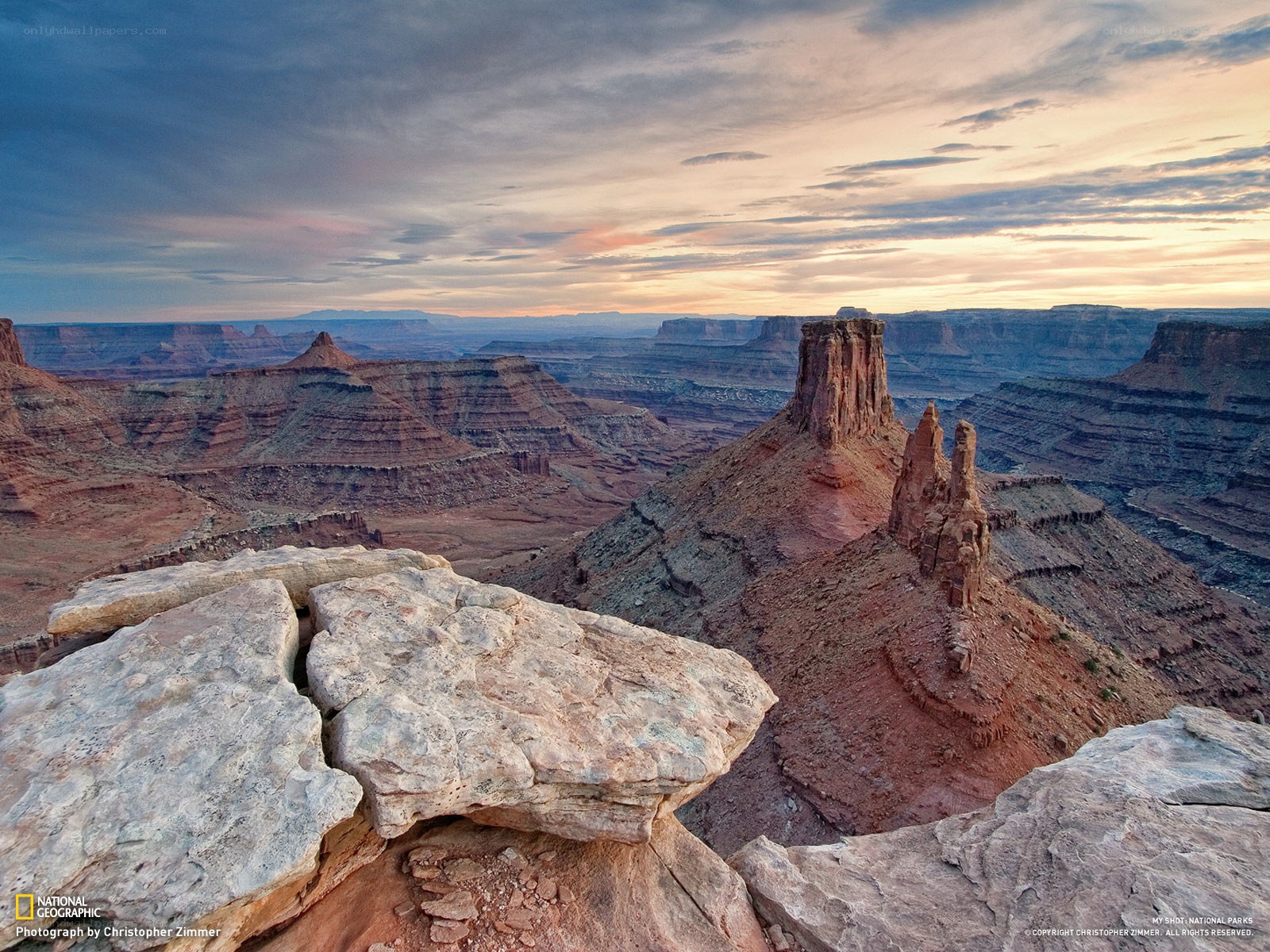 Desert canyon at sunset