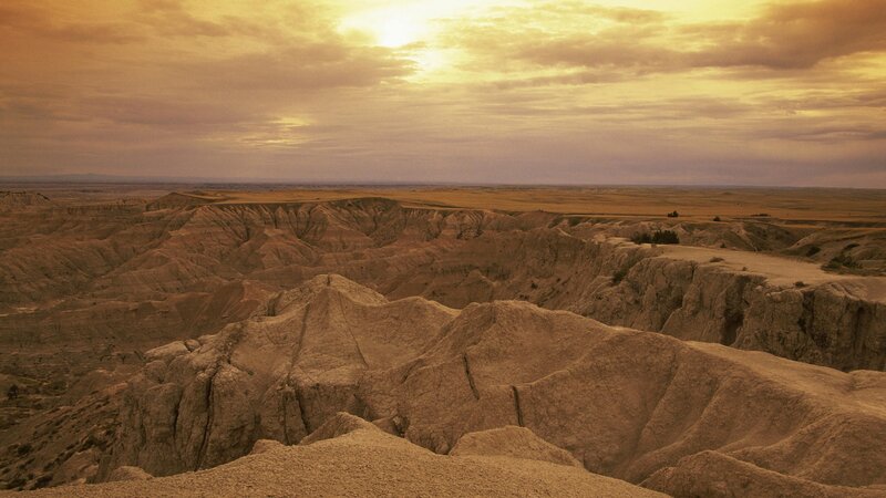 Desert canyon at sunset