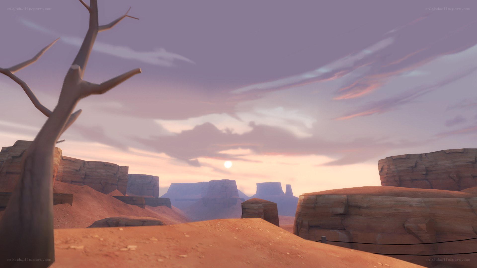 Desert canyon at sunset
