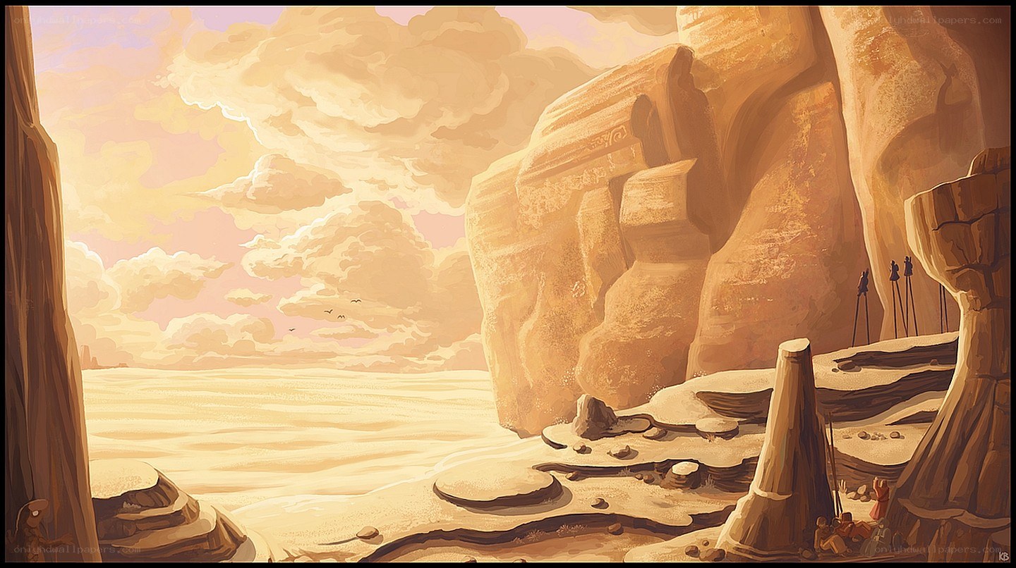 Desert canyon at sunset