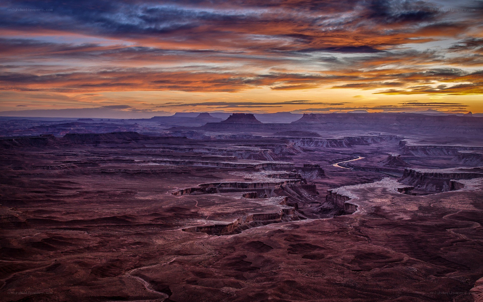 Desert canyon at sunset
