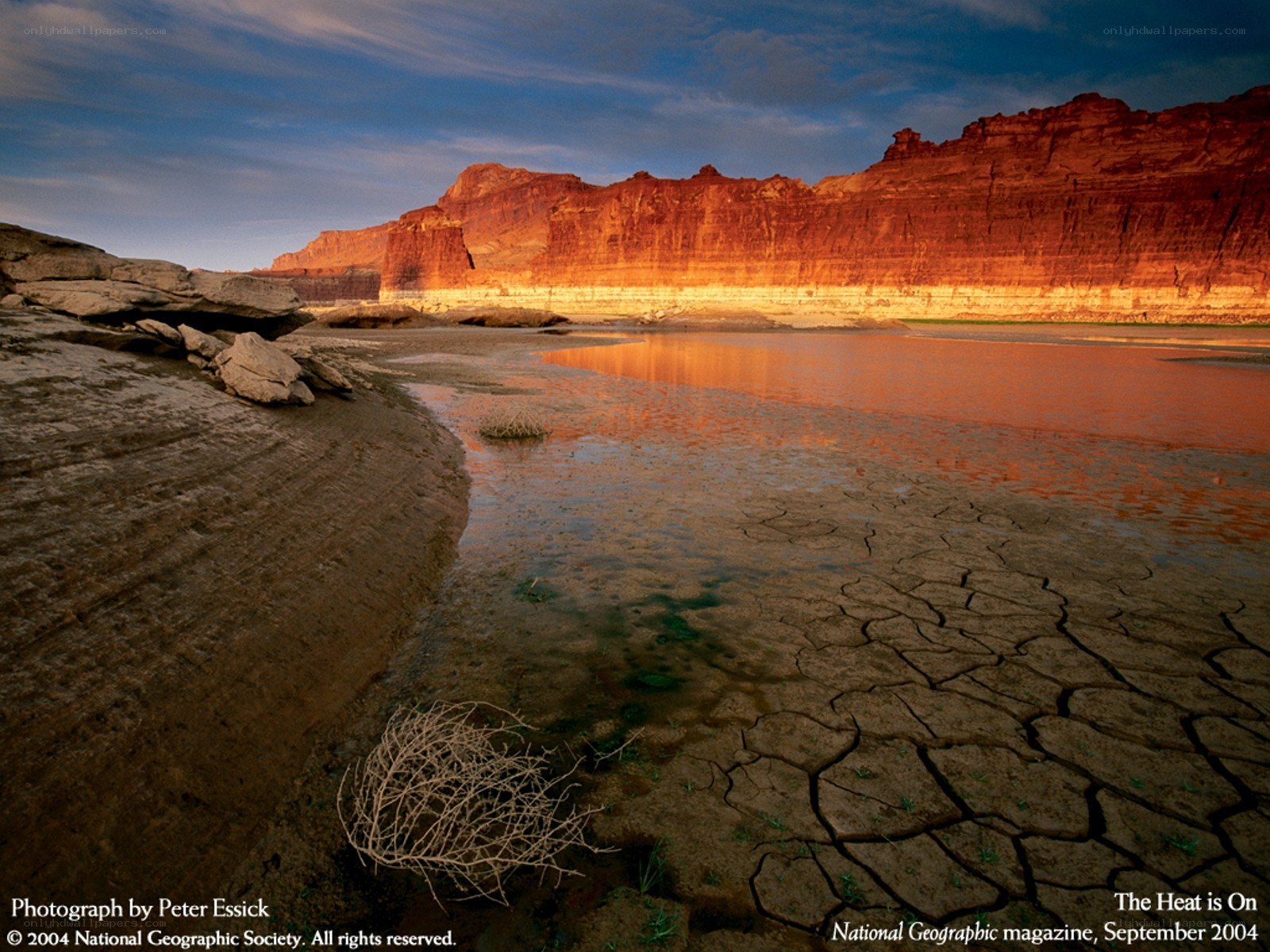 Desert canyon at sunset