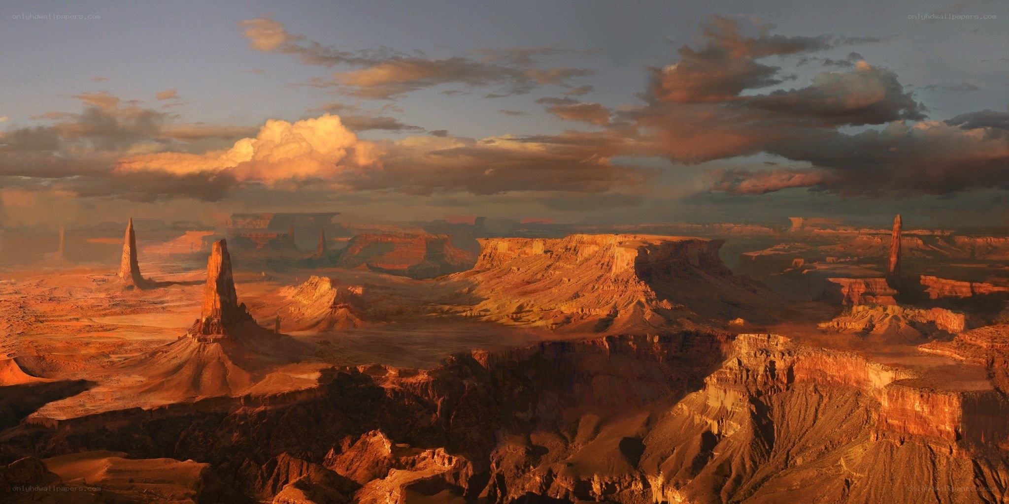 Desert canyon at sunset