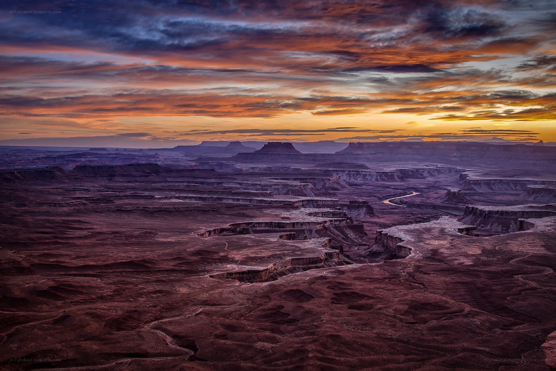 Desert canyon at sunset