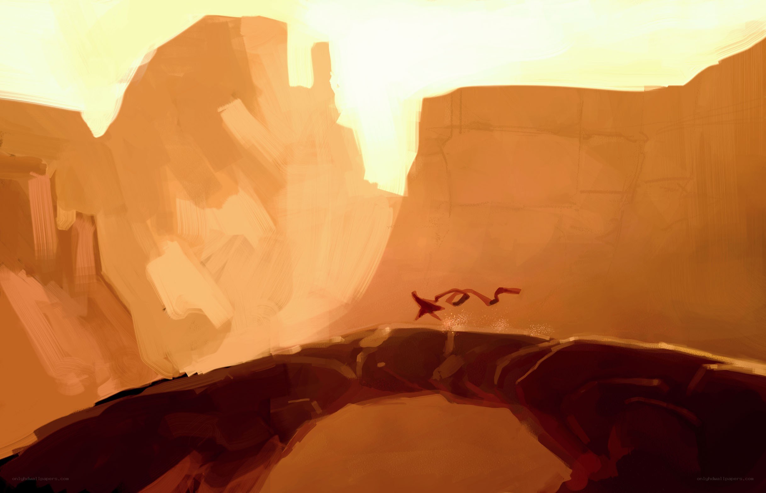 Desert canyon at sunset