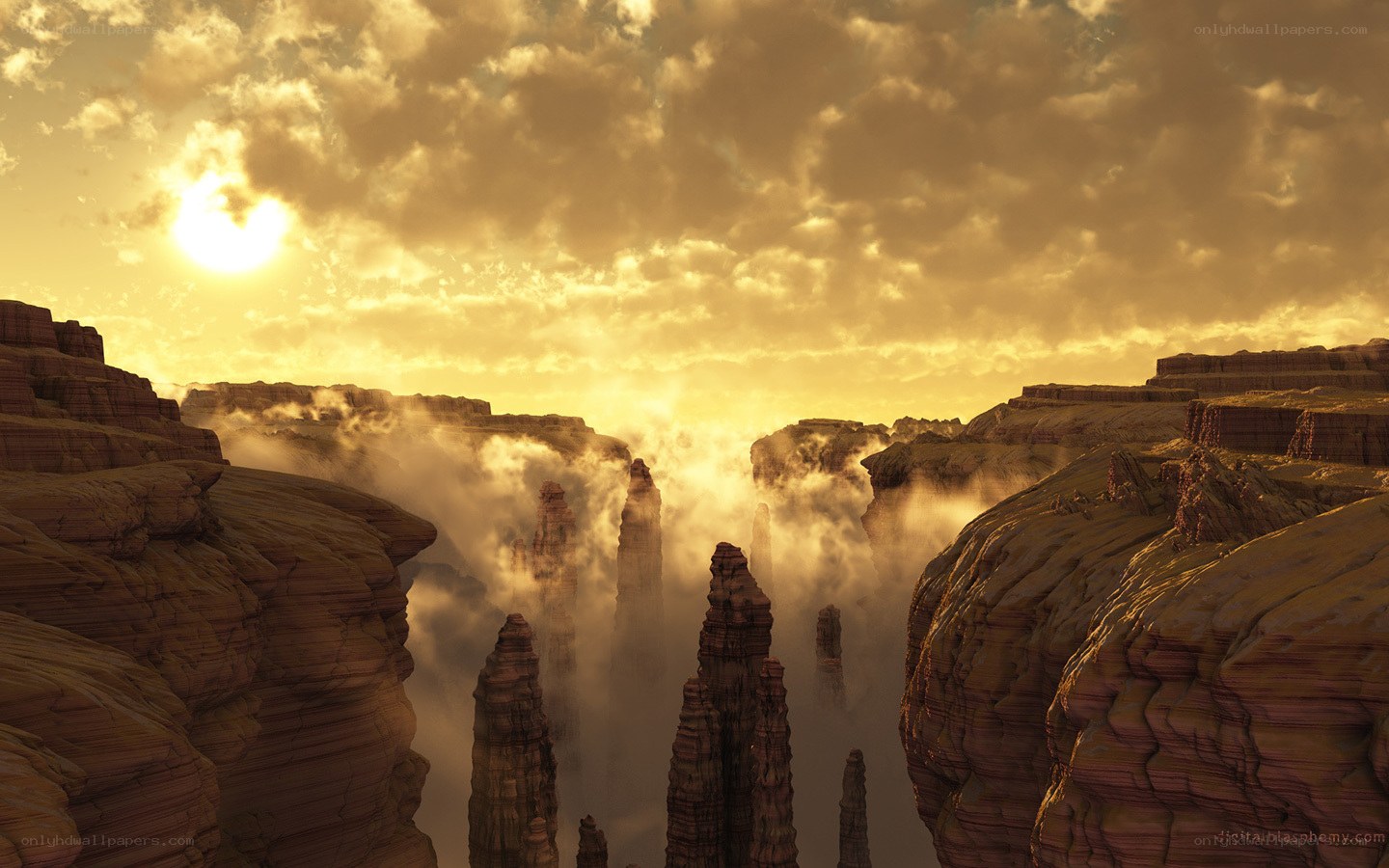 Desert canyon at sunset
