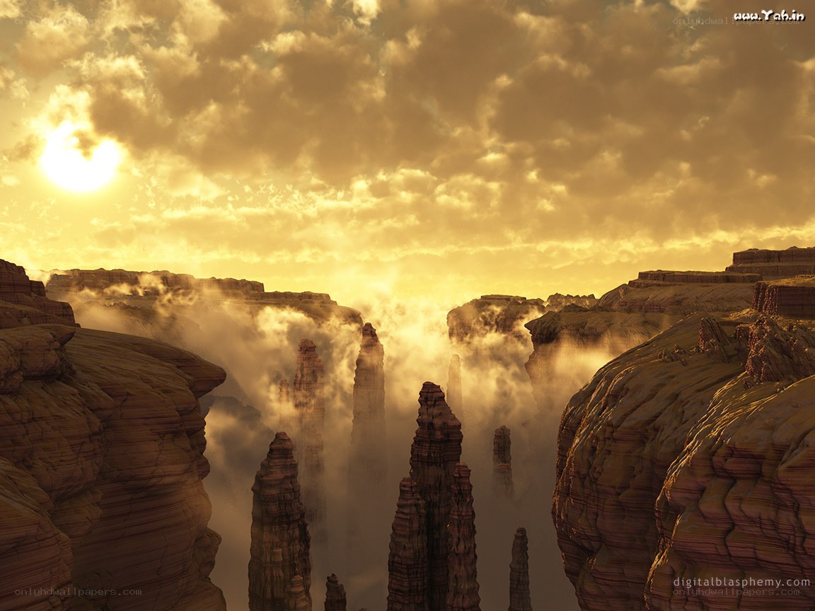 Desert canyon at sunset