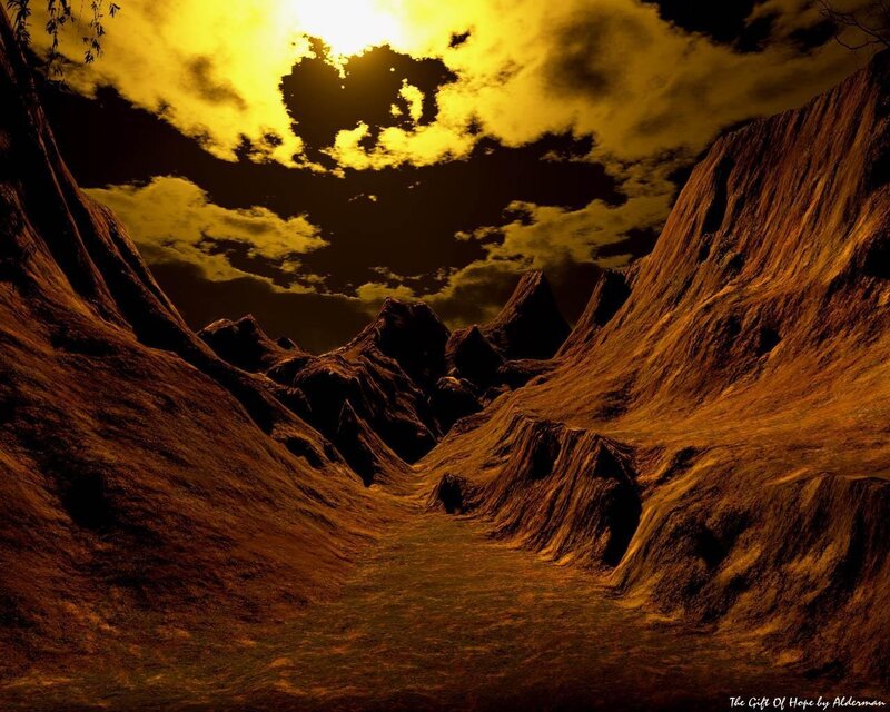 Desert canyon at sunset