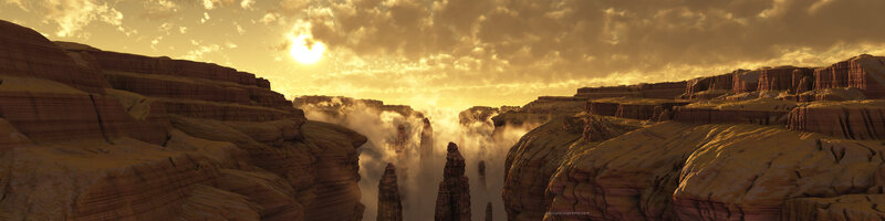 Desert canyon at sunset