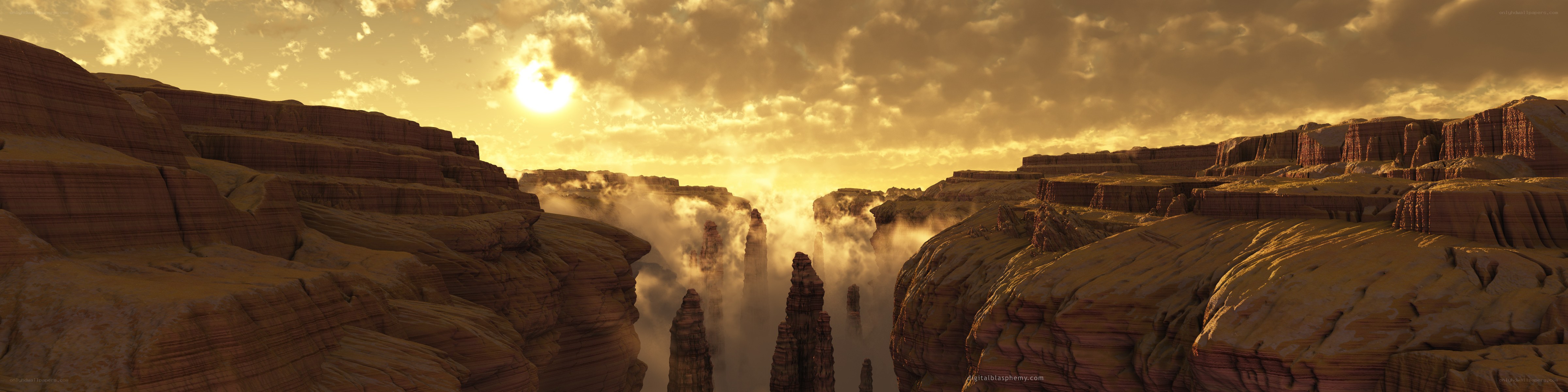 Desert canyon at sunset