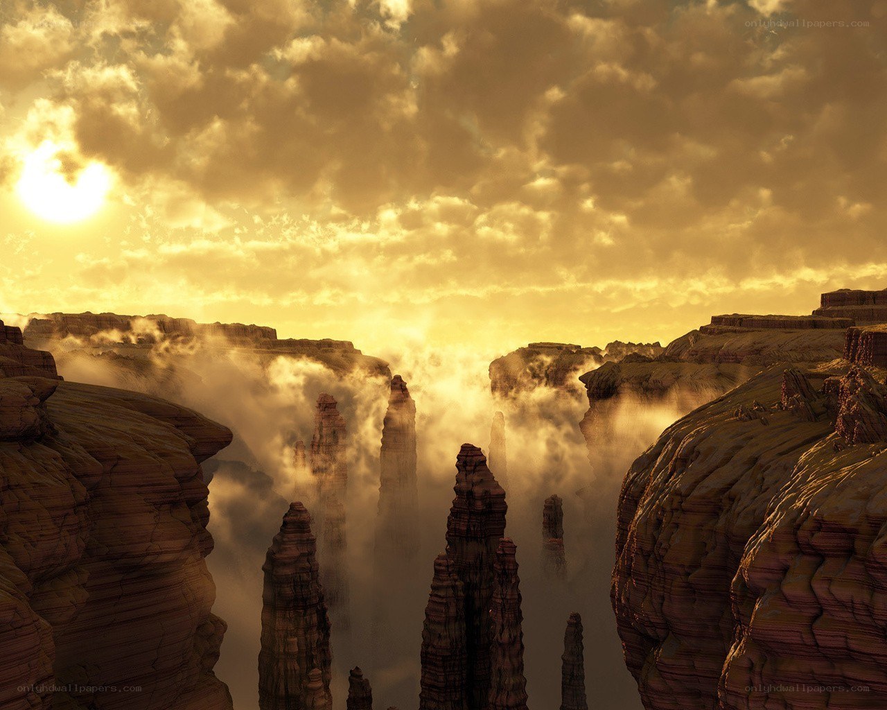 Desert canyon at sunset