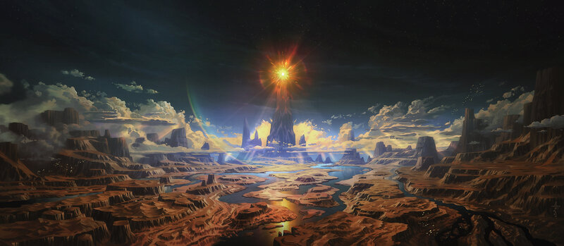 Desert Canyon Landscape — Brown, Dramatic, Night