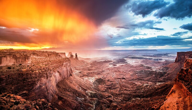 Desert Canyon Landscape — Orange, Dramatic, Sunset, Photograph, Sky