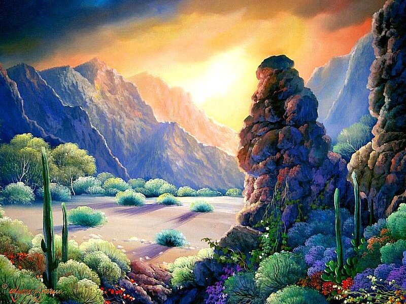 Desert Canyon Landscape — Orange, Dramatic, Sunset