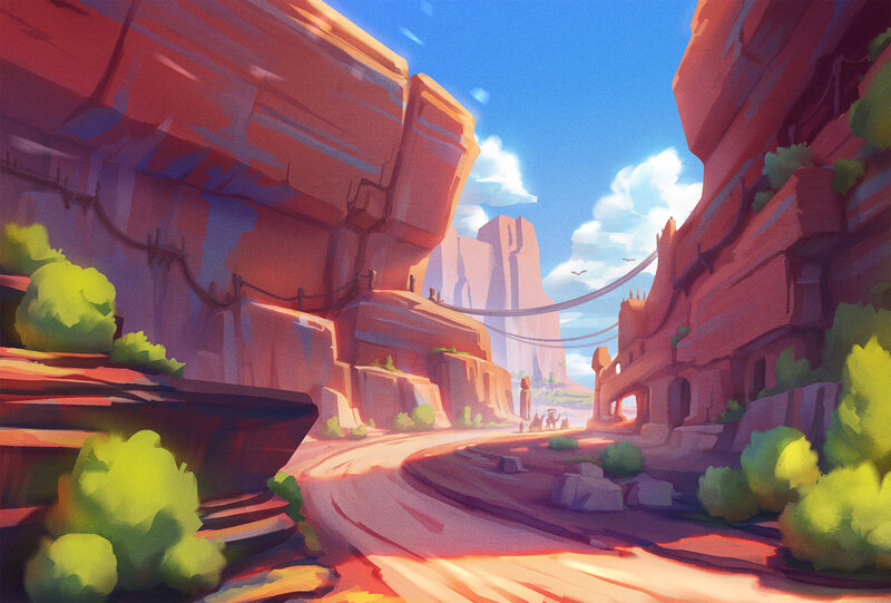 Desert Canyon Landscape — Red, Serene