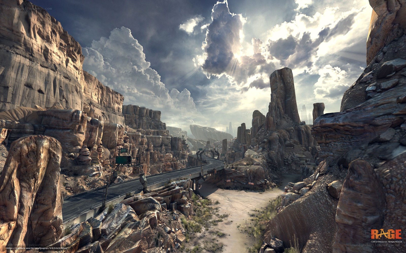 Desert canyon road landscape