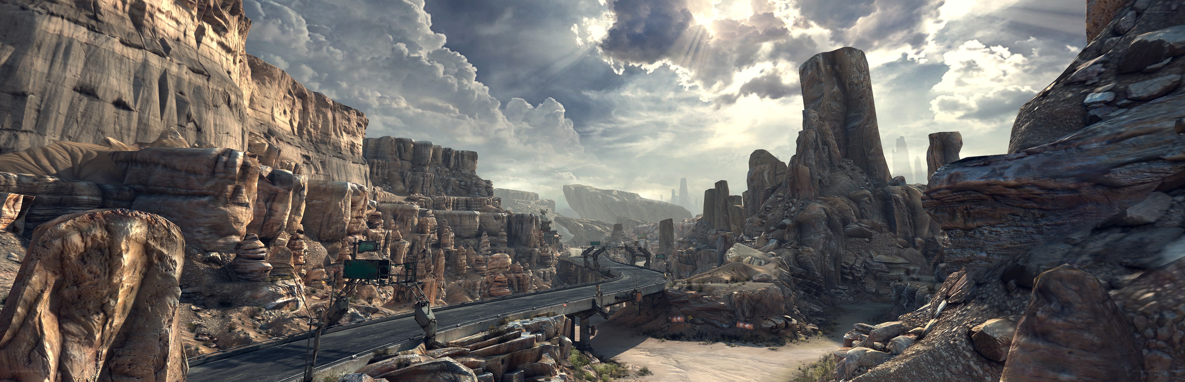 Desert canyon road scene
