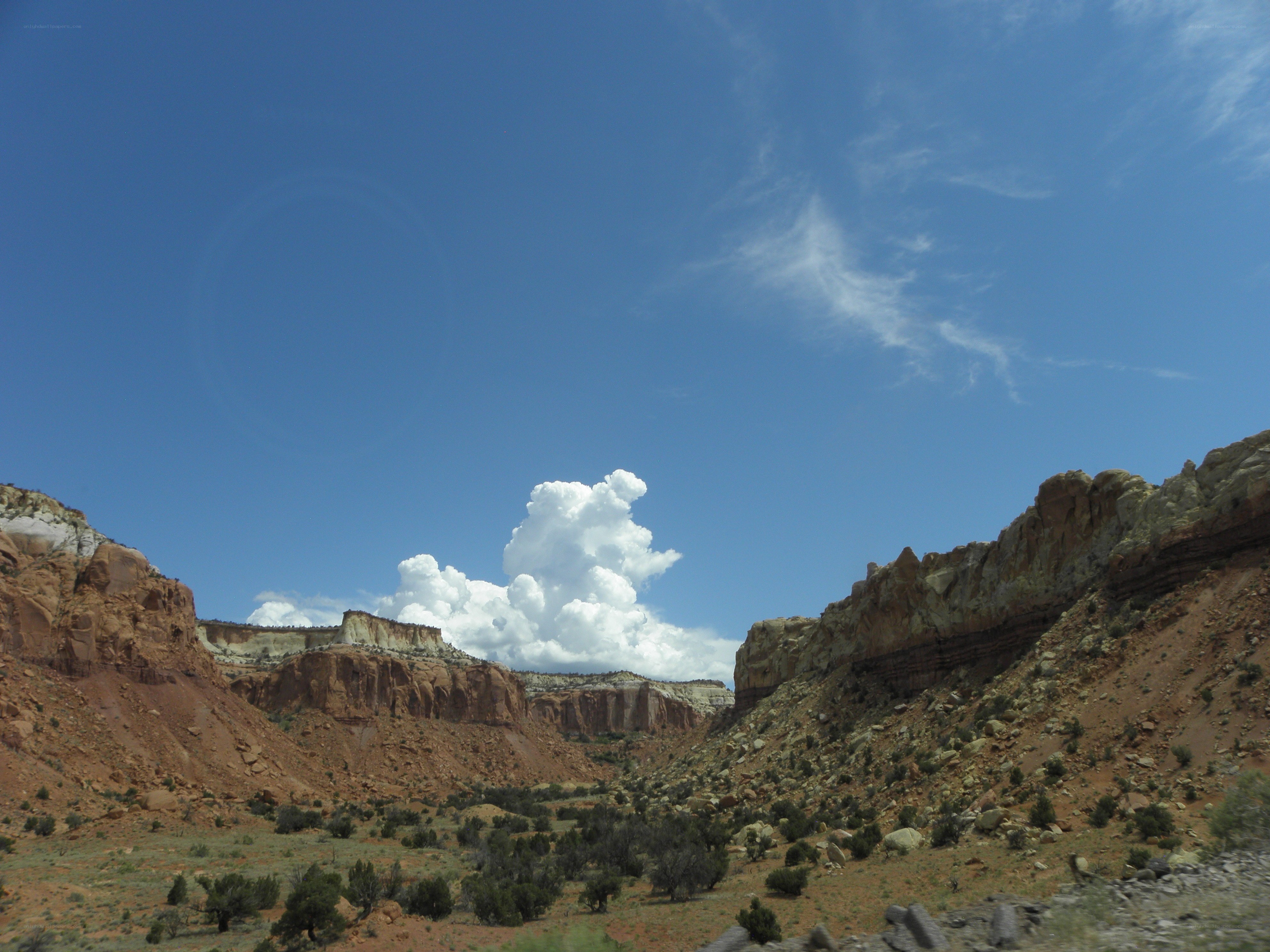 desert canyon under blue sky