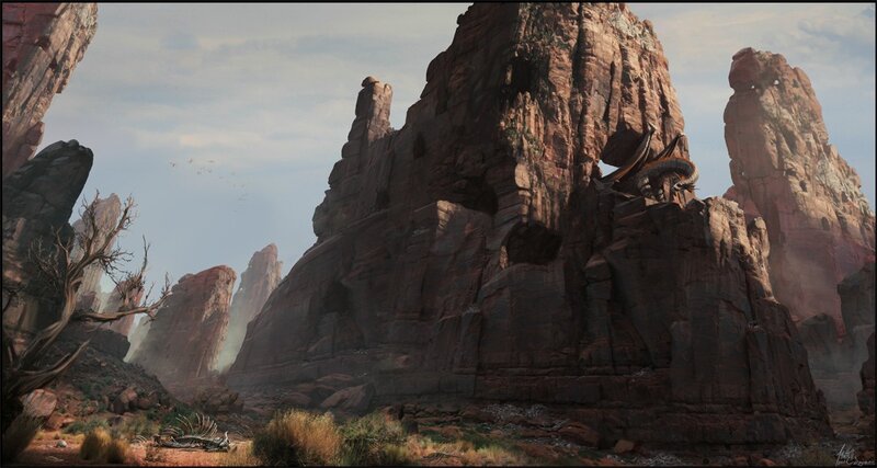 Desert canyon with dragon