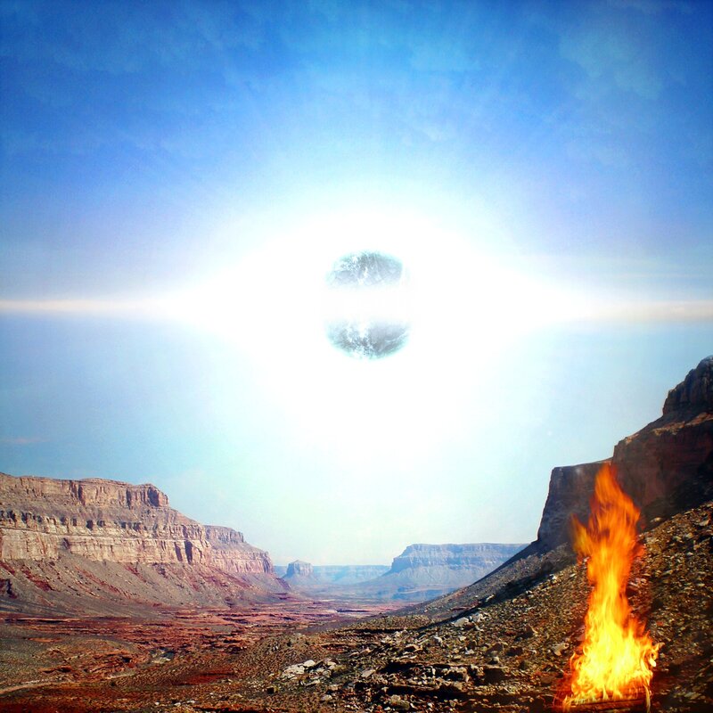 Desert canyon with glowing orb