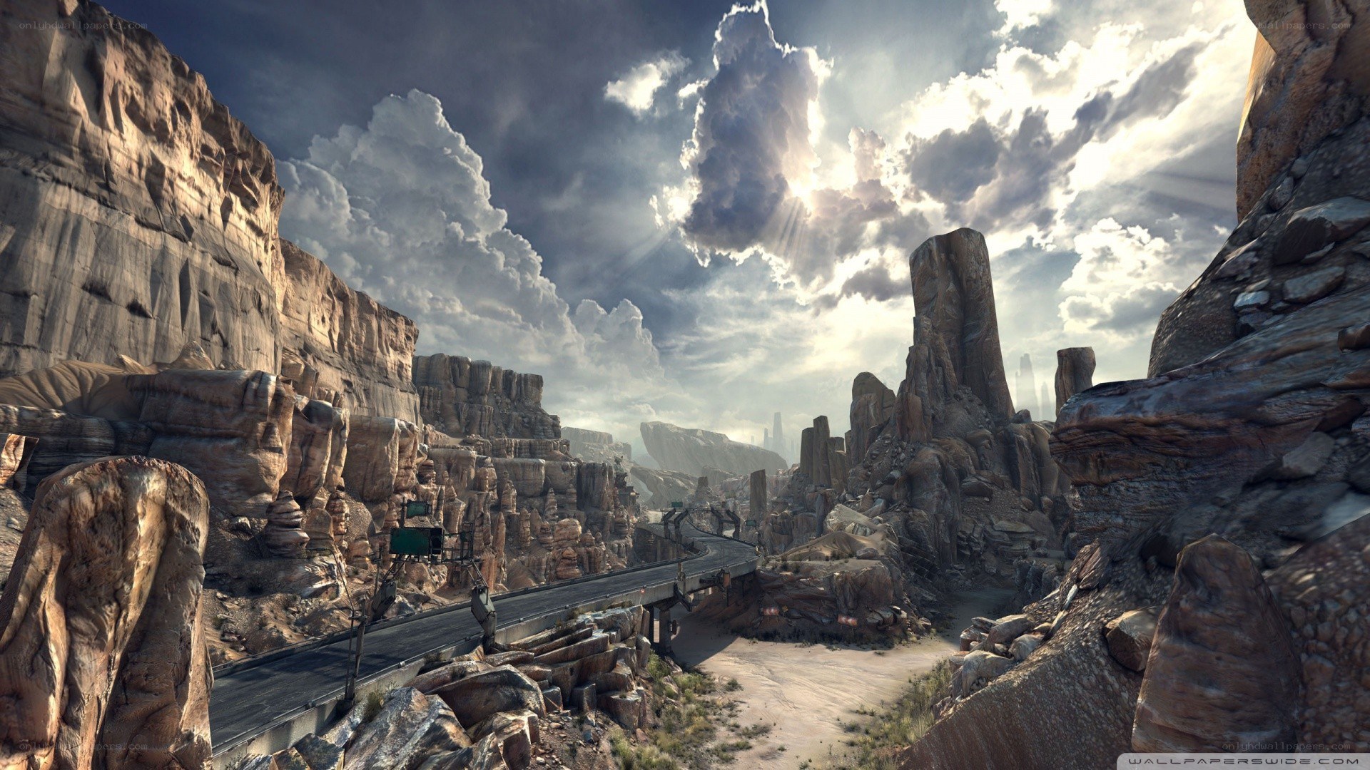 Desert canyon with highway