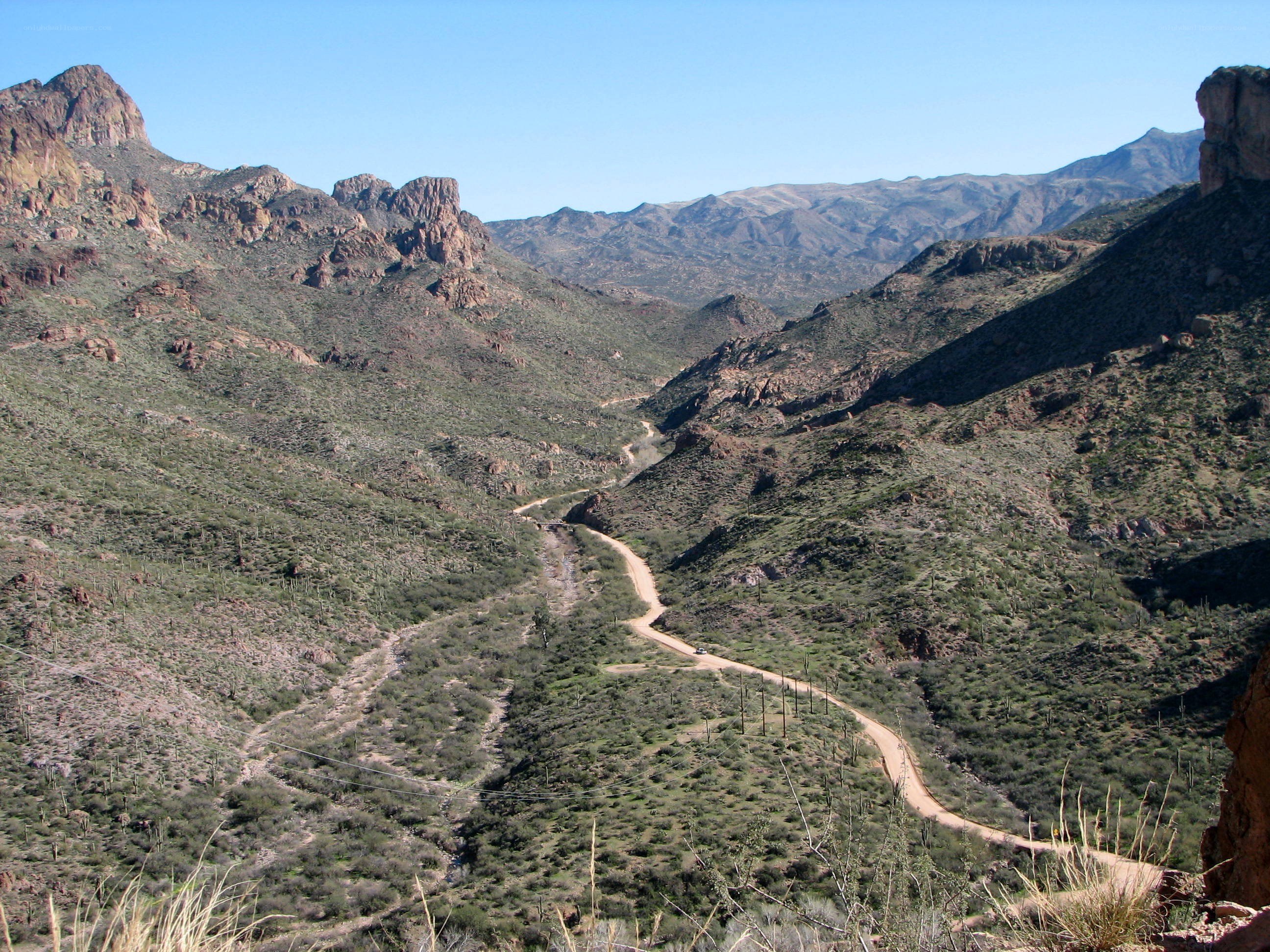 Desert canyon with winding road