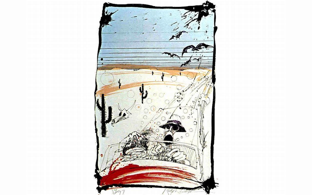 Desert car chase illustration