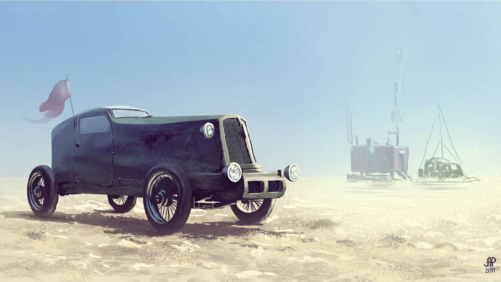 Desert car in wasteland