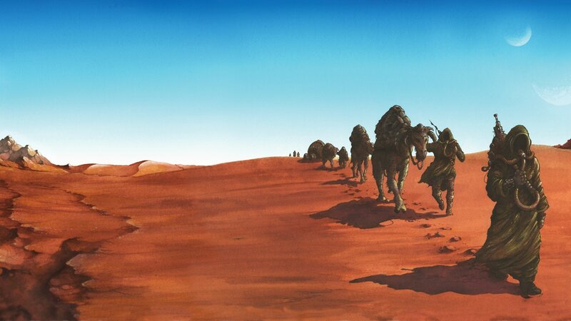 Desert Caravan Walking — Blue