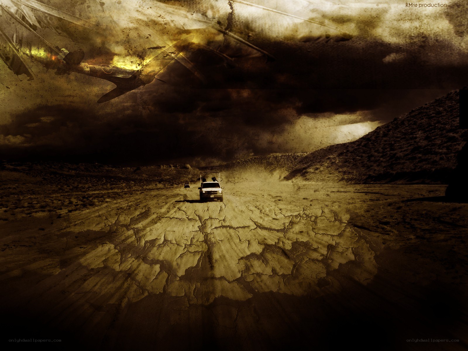 Desert chase with warplane