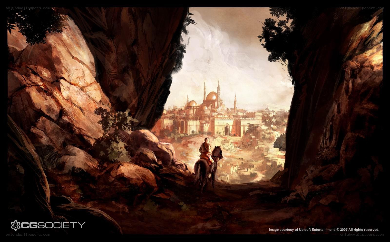 Desert city vista from cave