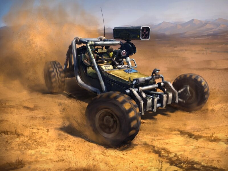 Desert combat buggy in action