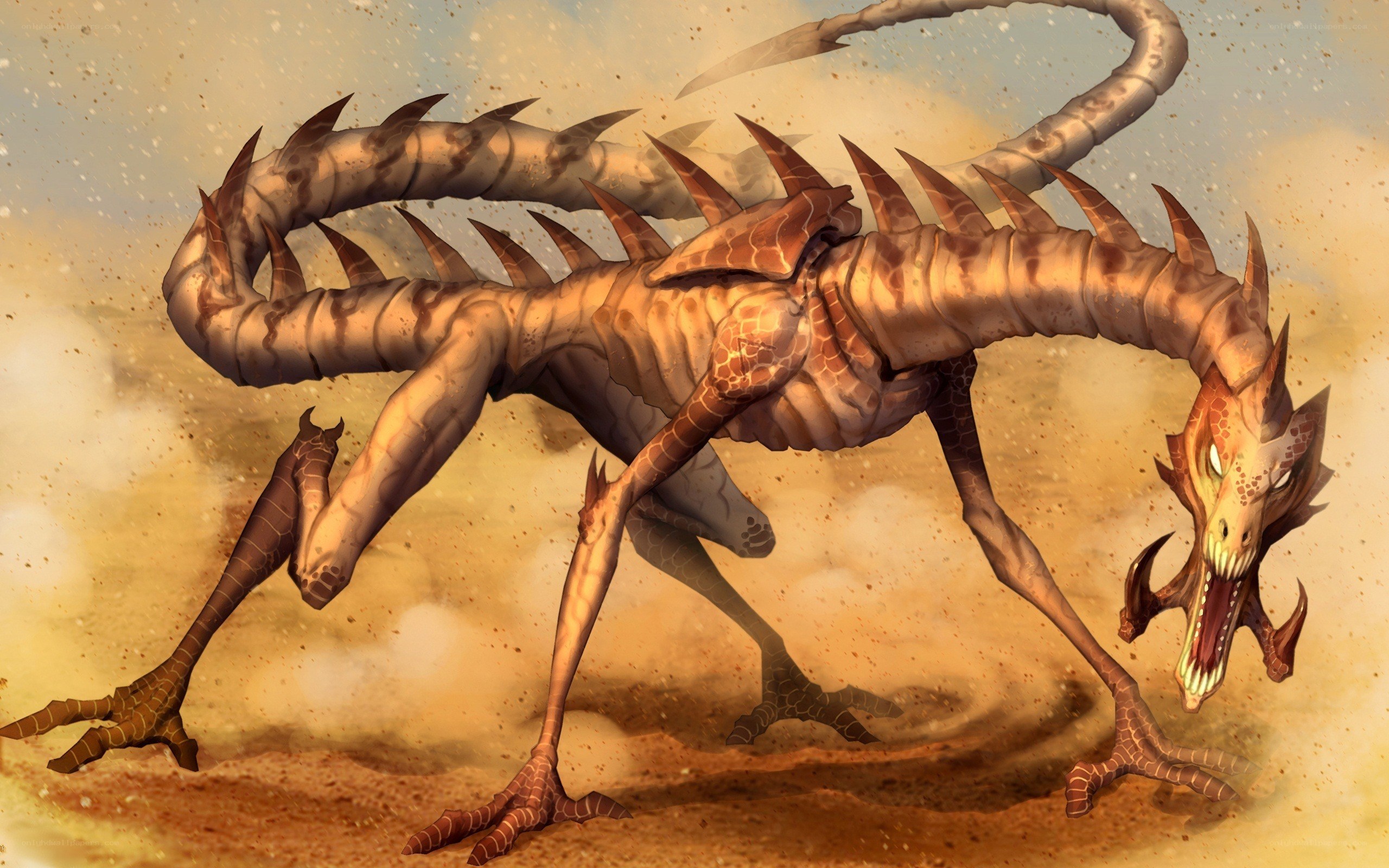 Desert dragon in sandstorm