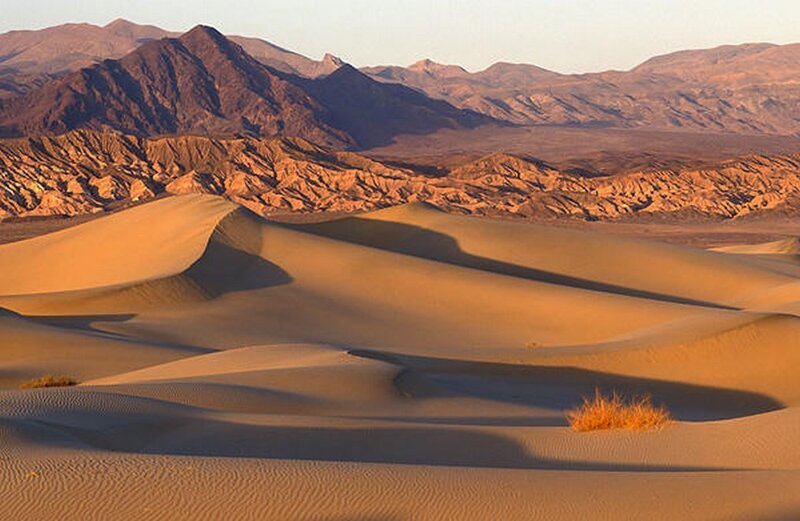 Desert dunes at sunset