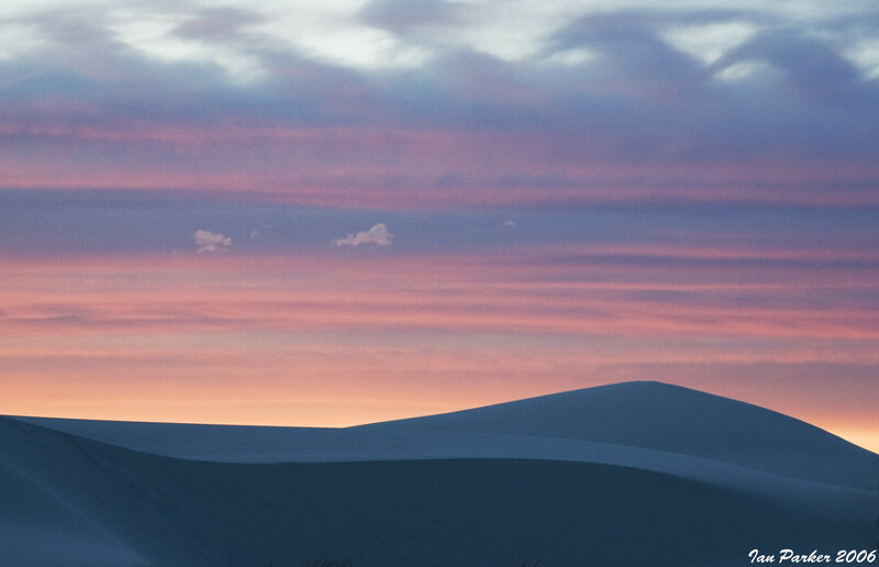 Desert dunes at sunset
