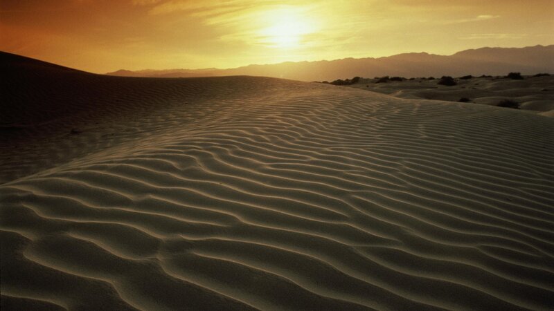 Desert dunes at sunset
