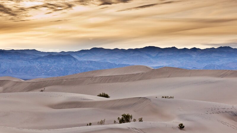 Desert dunes at sunset