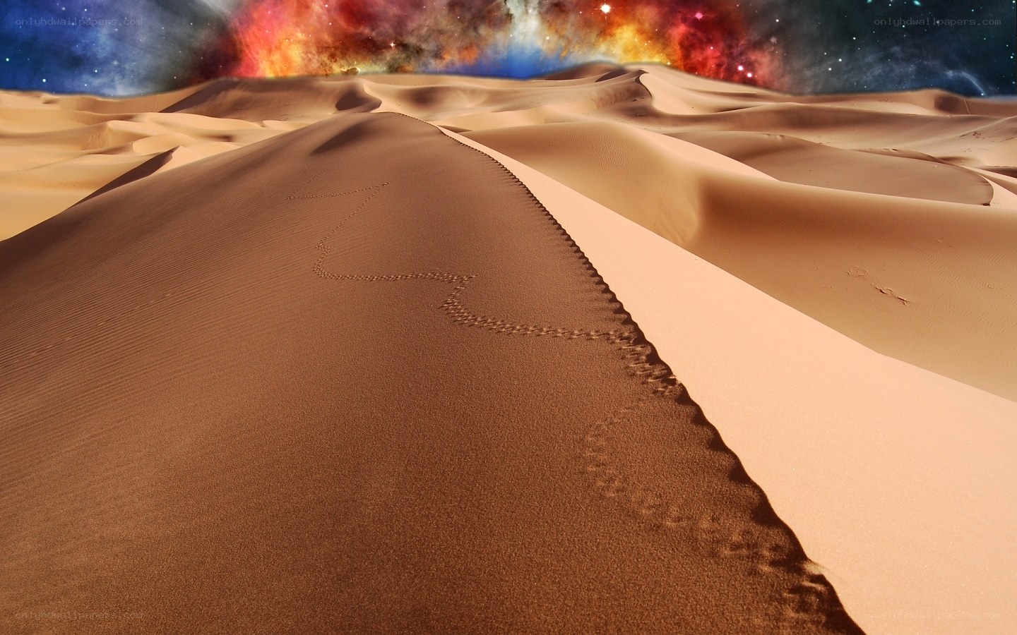 Desert dunes under a starry sky