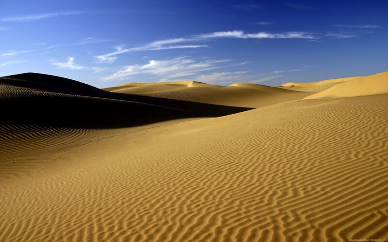 Desert dunes under blue sky