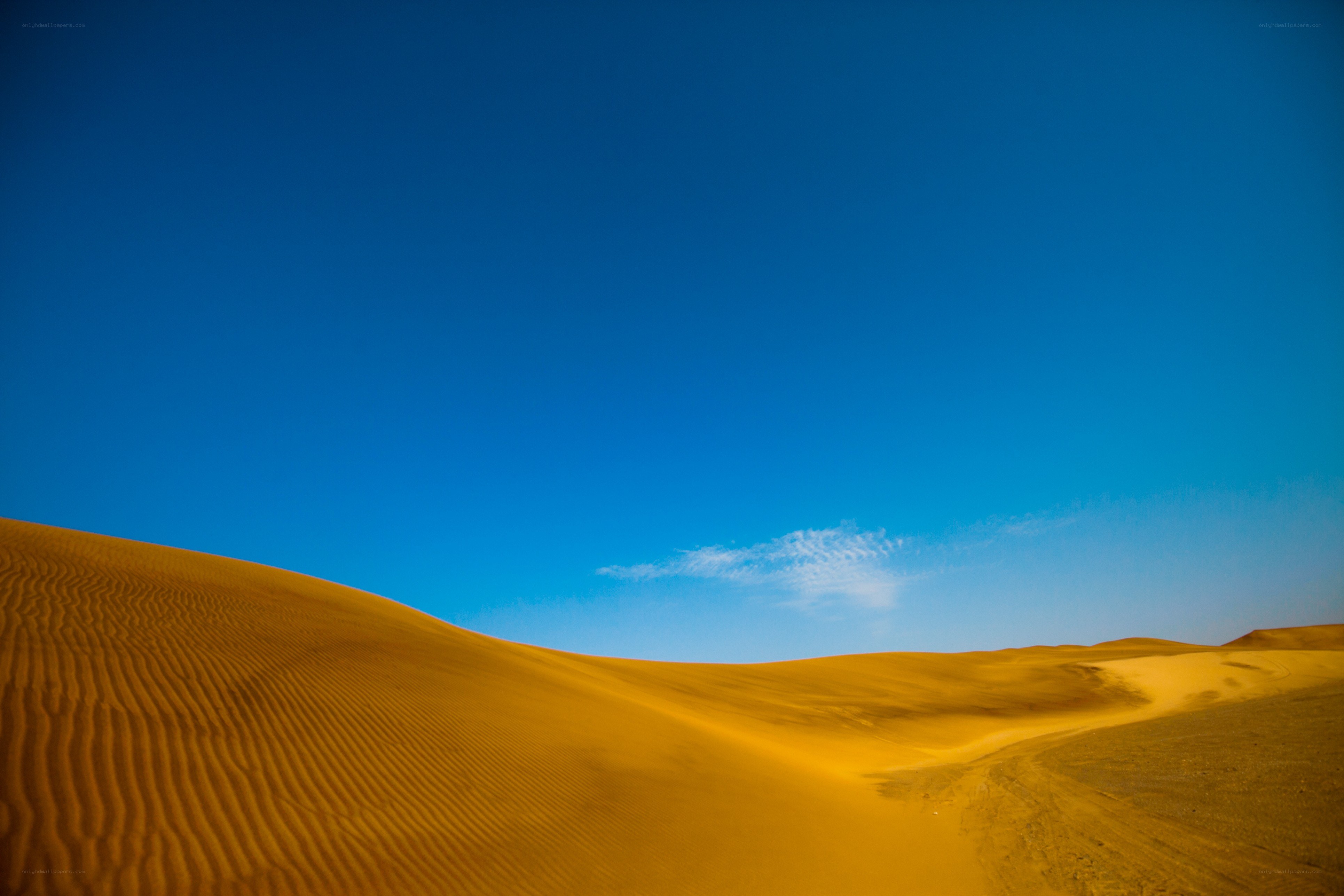 Desert dunes under blue sky