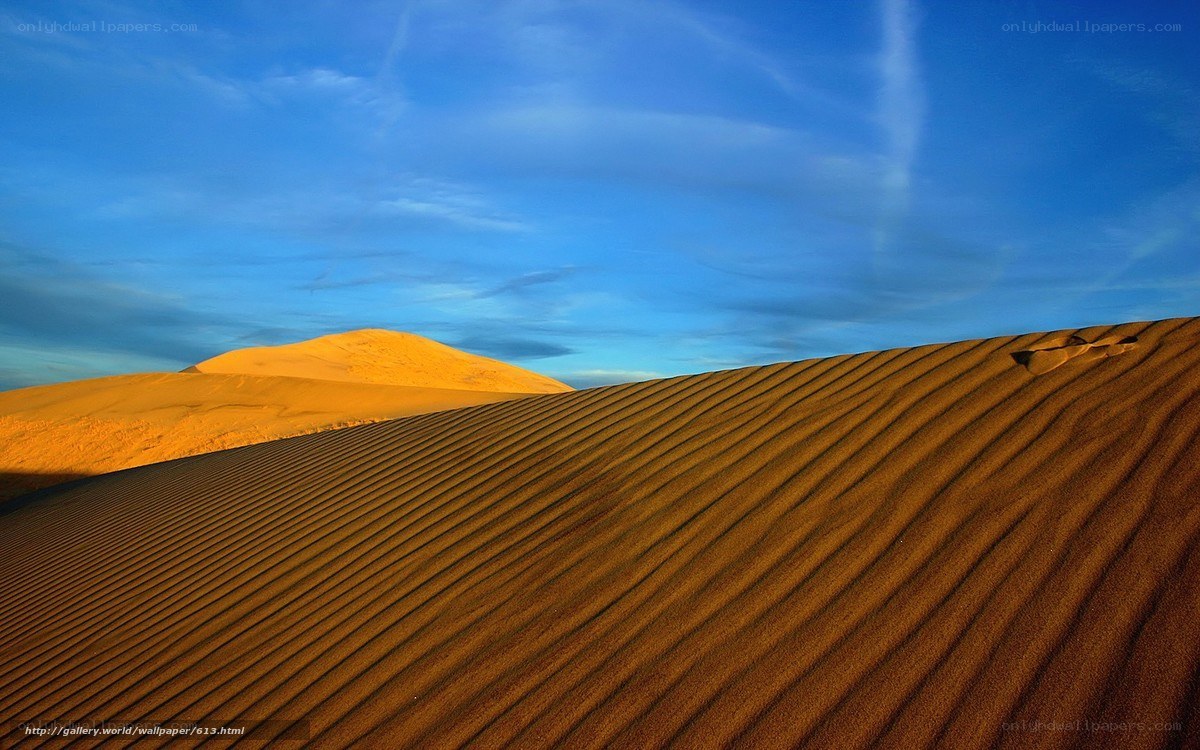 Desert dunes under blue sky