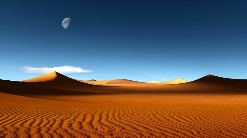Desert Dunes under Moon — Blue