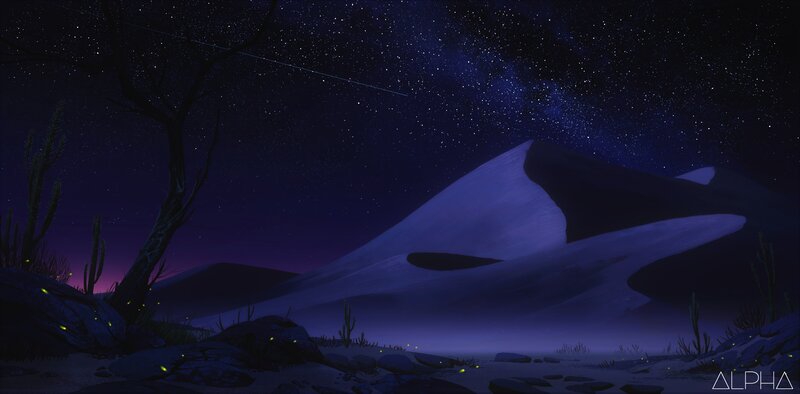 Desert Dunes under Stars — Purple