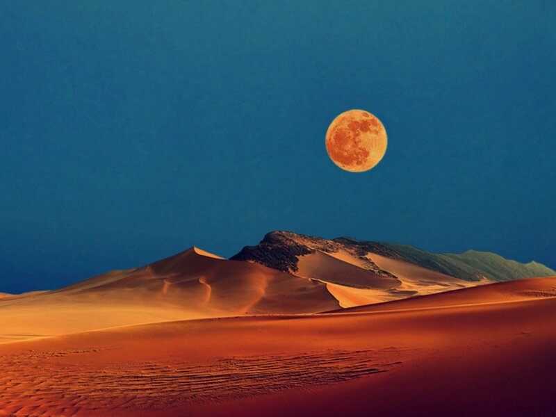 Desert Dunes with Moon