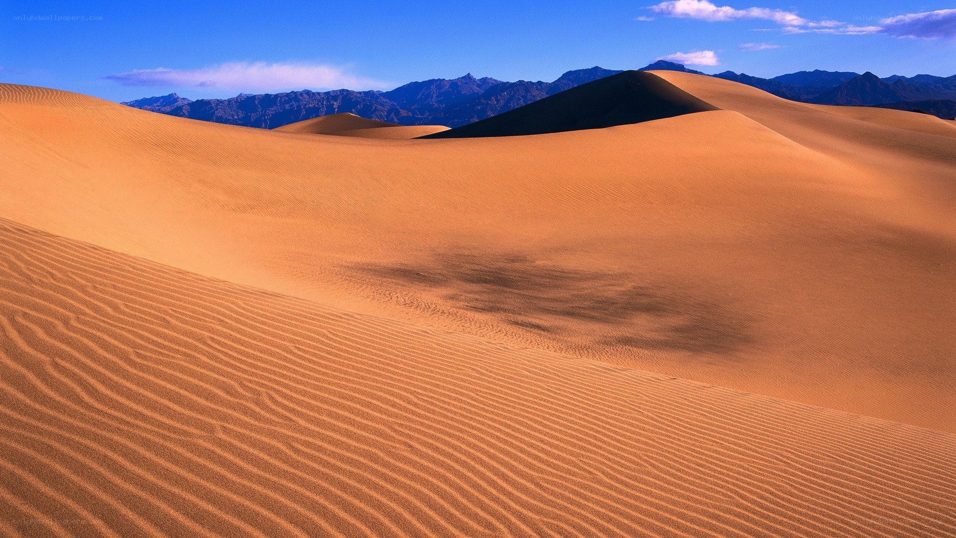 Desert dunes with mountains