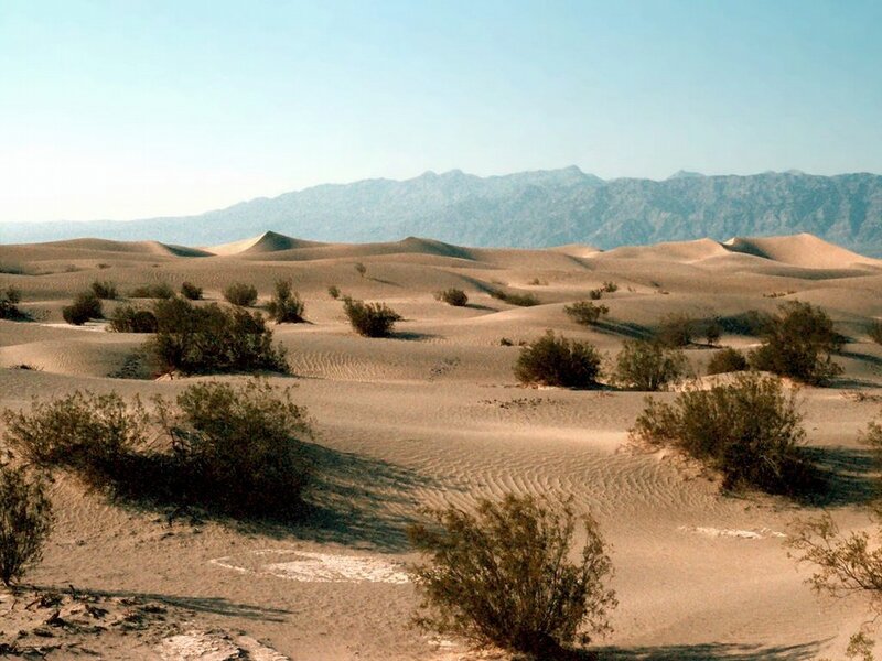 desert dunes with mountains
