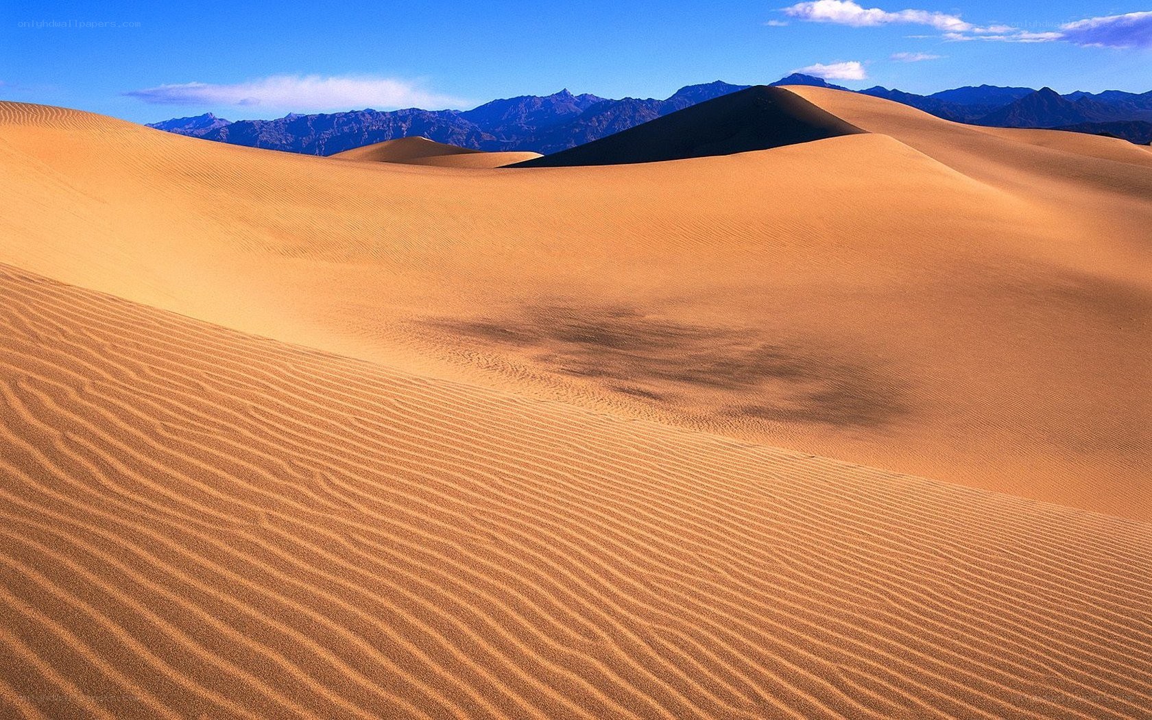Desert dunes with mountains