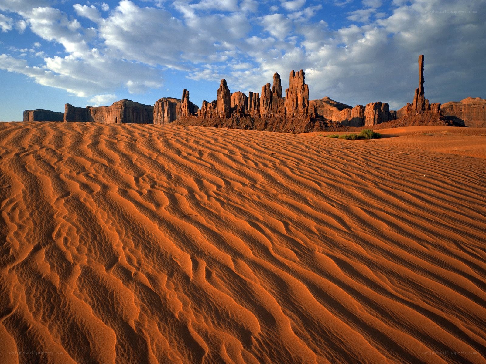 Desert dunes with rock formations