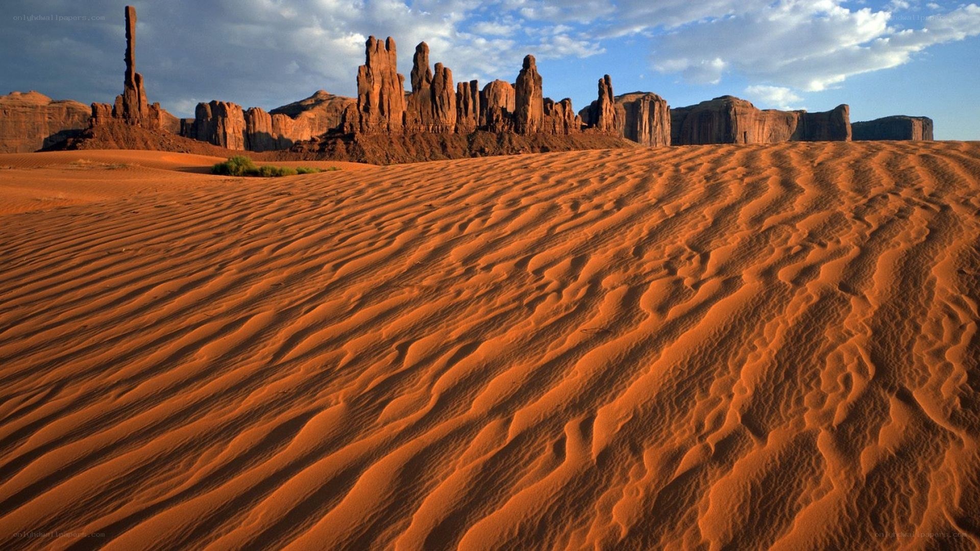 Desert dunes with rock formations